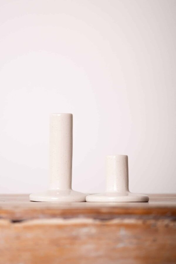 Bougeoir en céramique blanc – Image 2