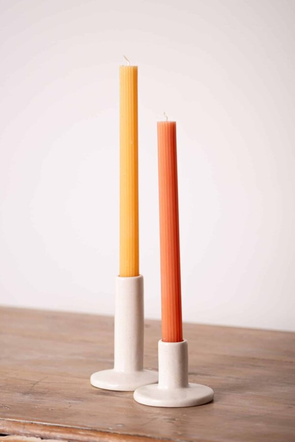Bougeoir en céramique blanc – Image 3